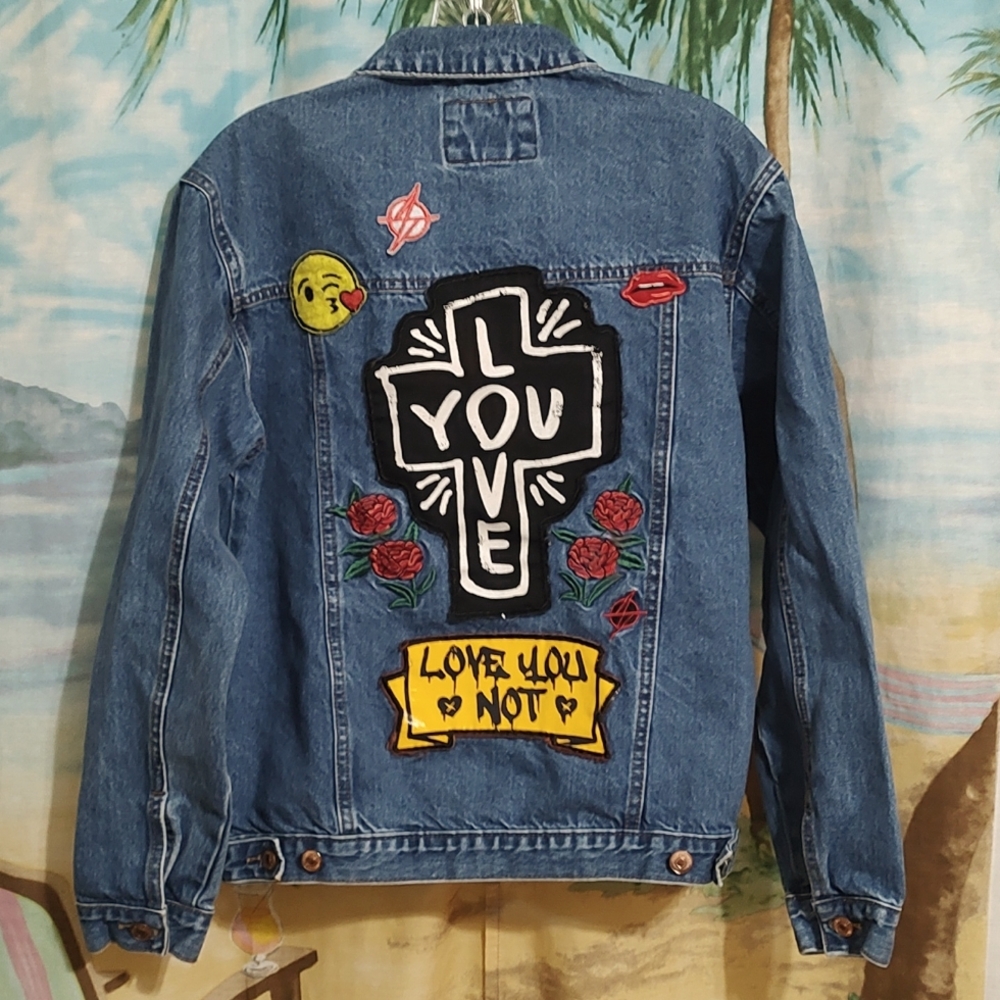Forever 21 Custom Patch Jean Jacket